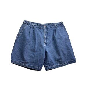 Vintage Y2K 90s Dockers Khakis Mens Denim Dad Shorts 38 Blue Pleated Jorts